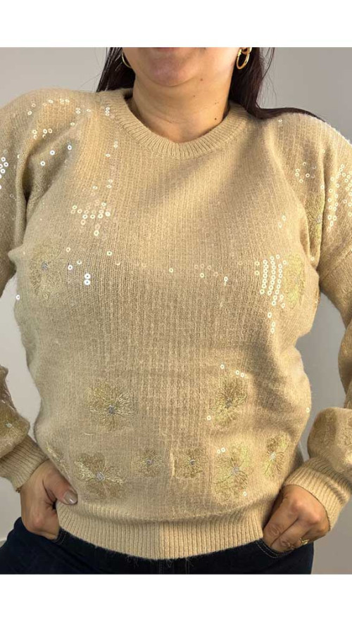 Μπλούζα πλεκτή με παγέτα 