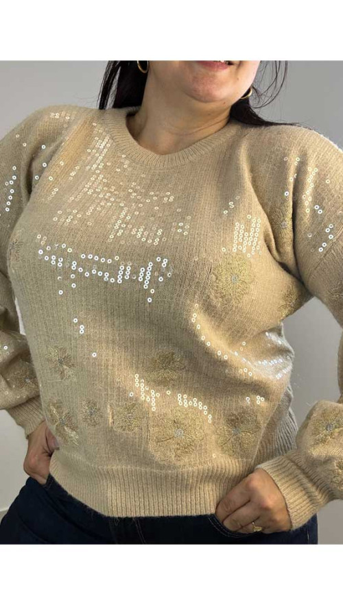 Μπλούζα πλεκτή με παγέτα 