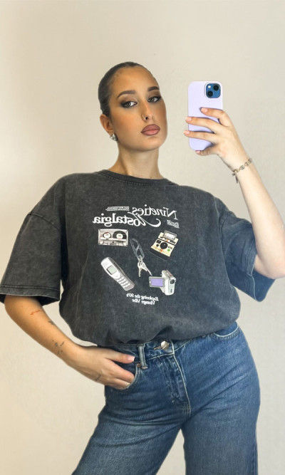 Μπλούζα σκούρο γκρι με σχέδιο