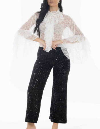 Παντελόνι σε μαύρη απόχρωση με παγιέτα