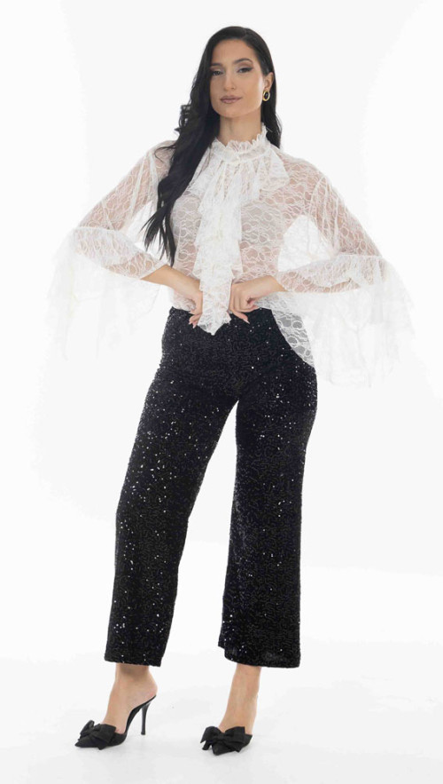 Παντελόνι σε μαύρη απόχρωση με παγιέτα