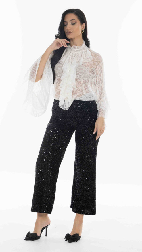 Παντελόνι σε μαύρη απόχρωση με παγιέτα