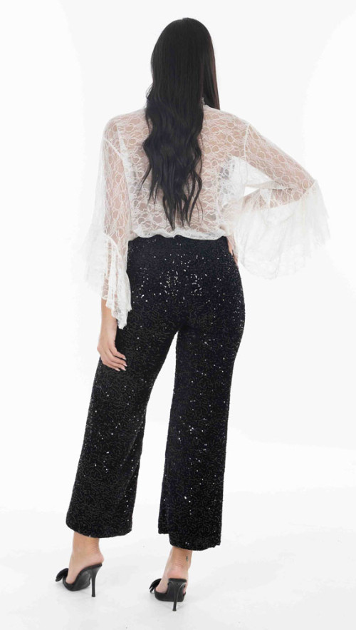 Παντελόνι σε μαύρη απόχρωση με παγιέτα