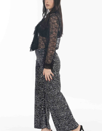 Παντελόνι σε ασημι -μαυρο απόχρωση με παγιέτα