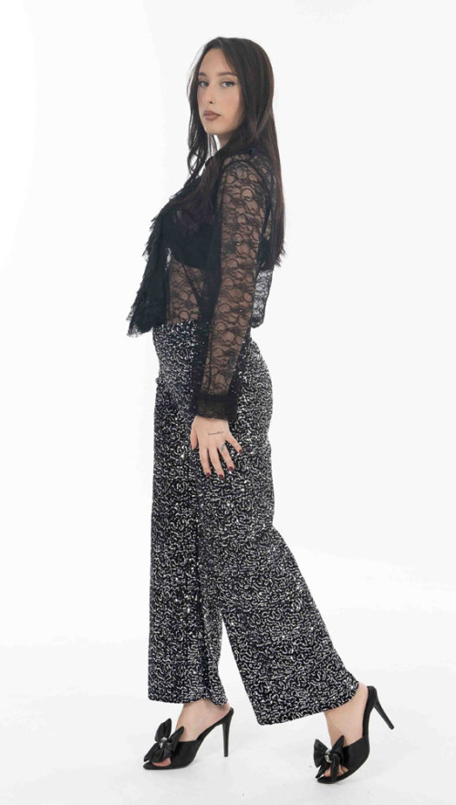 Παντελόνι σε ασημι -μαυρο απόχρωση με παγιέτα