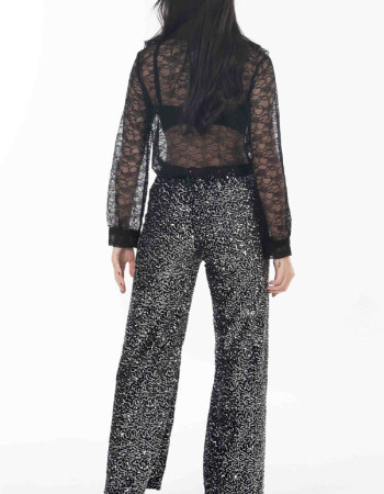 Παντελόνι σε ασημι -μαυρο απόχρωση με παγιέτα