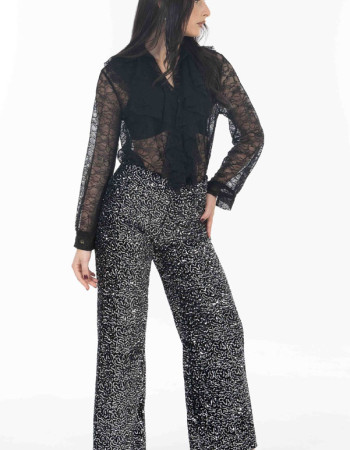 Παντελόνι σε ασημι -μαυρο απόχρωση με παγιέτα