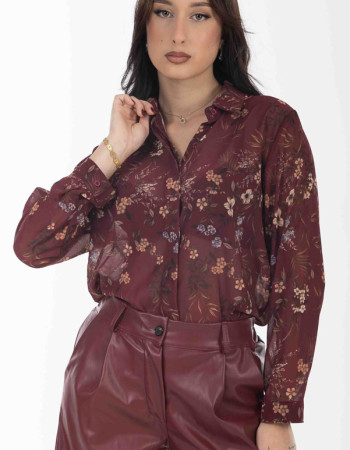 Πουκάμισο oversize floral σε κοκκινη αποχρωση.
