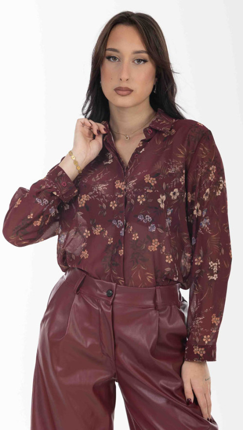 Πουκάμισο oversize floral σε κοκκινη αποχρωση.