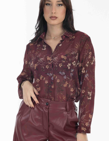 Πουκάμισο oversize floral σε κοκκινη αποχρωση.