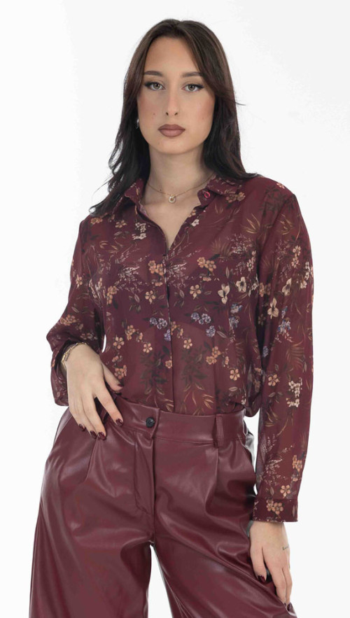 Πουκάμισο oversize floral σε κοκκινη αποχρωση.