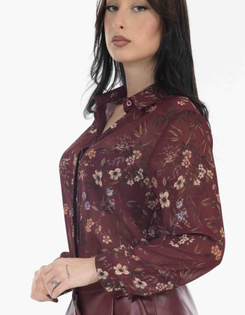 Πουκάμισο oversize floral σε κοκκινη αποχρωση.