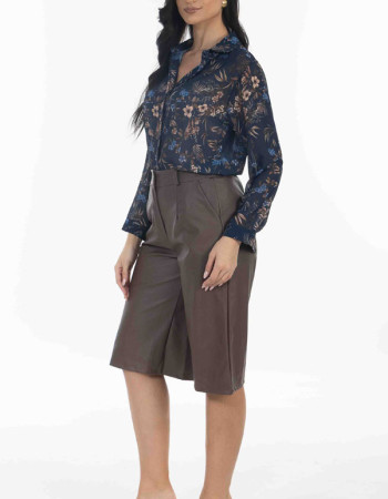 Πουκάμισο oversize floral σε μπλε απόχρωση