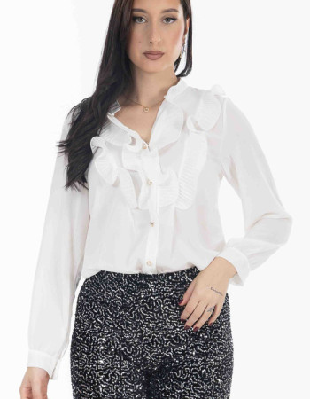 Πουκάμισο λευκό με φραμπαλά 