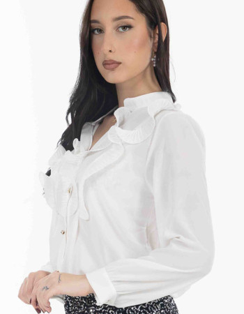 Πουκάμισο λευκό με φραμπαλά 