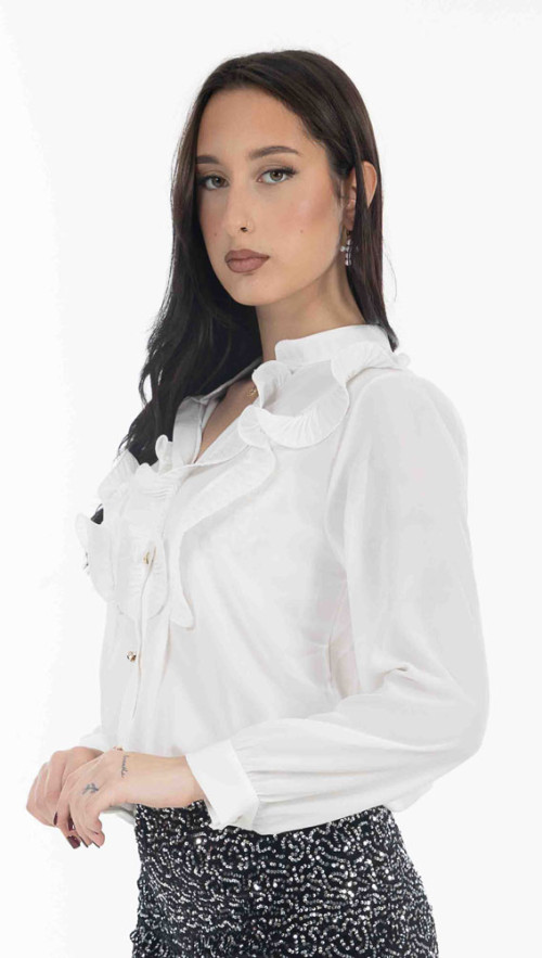 Πουκάμισο λευκό με φραμπαλά 