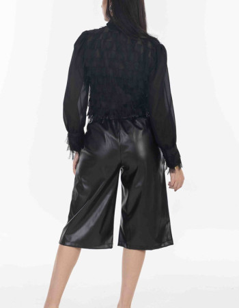 Πουκαμισα σε μαυρη απόχρωση με κροσια