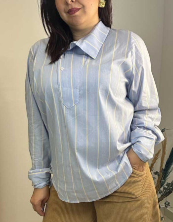 Πουκαμισά με ιδιαίτερο γιακά και κίτρινη ψιλή ρίγα