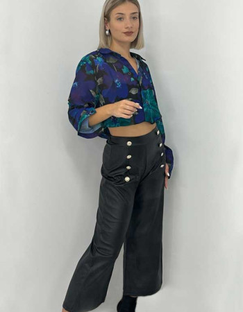 Πουκάμισο σε μωβ με πράσινες λεπτομέρειες