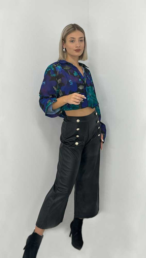 Πουκάμισο σε μωβ με πράσινες λεπτομέρειες