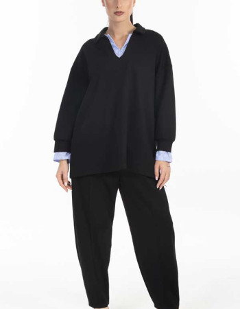 Σετ μαυρο με ριγε γιακα