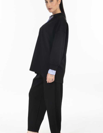 Σετ μαυρο με ριγε γιακα