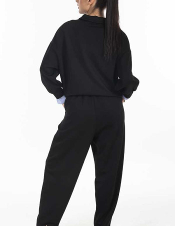 Σετ μαυρο με ριγε γιακα