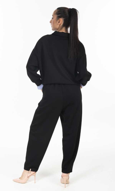 Σετ μαυρο με ριγε γιακα