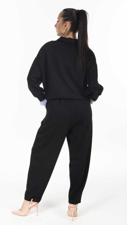 Σετ μαυρο με ριγε γιακα