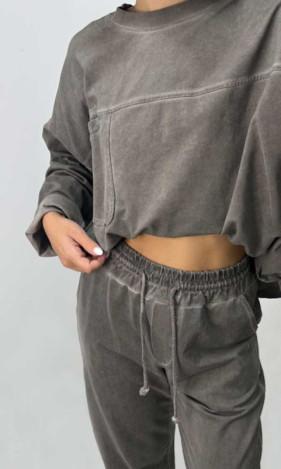 Σετ φόρμα γκρι πετροπλυμένο 