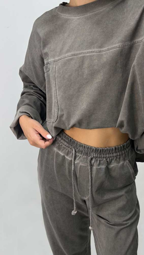 Σετ φόρμα γκρι πετροπλυμένο 