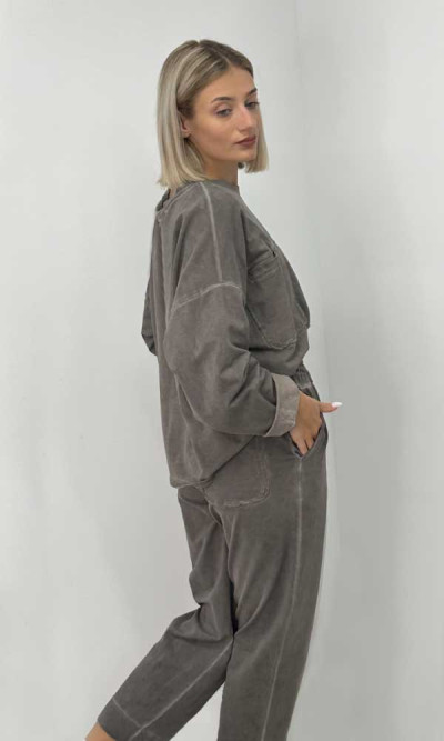 Σετ φόρμα γκρι πετροπλυμένο 