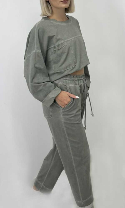 Σετ φόρμα πράσινο πετροπλυμένο 