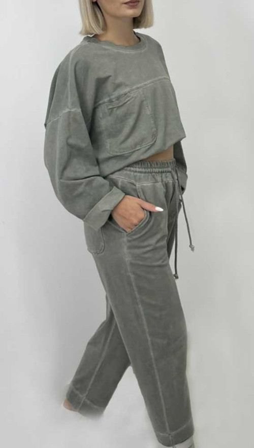 Σετ φόρμα πράσινο πετροπλυμένο 