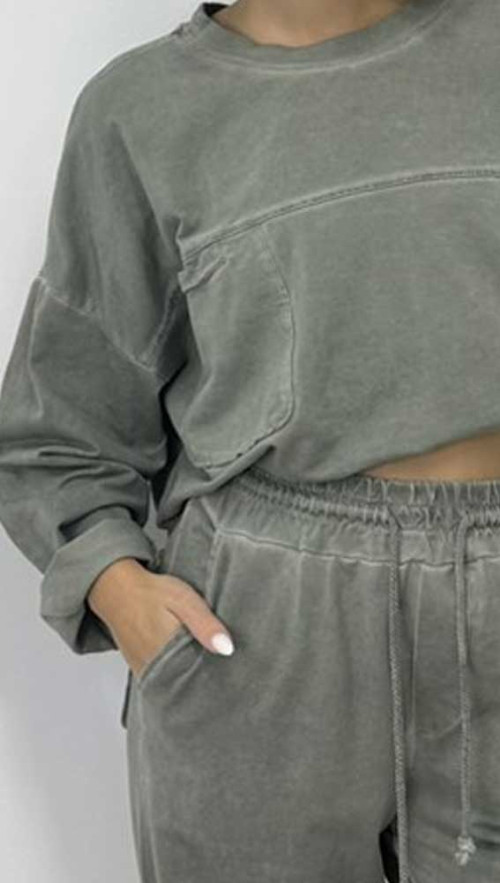 Σετ φόρμα πράσινο πετροπλυμένο 