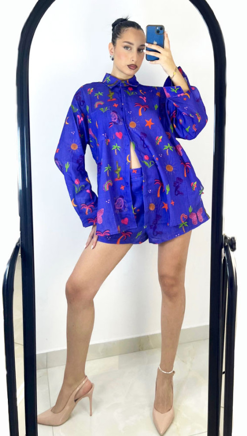 Σετ Summer Print Μπλε